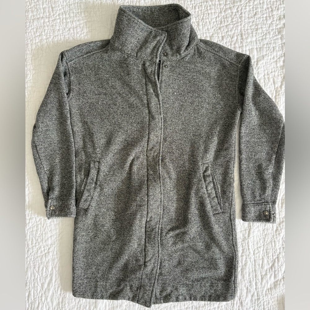 Roots Salt & Pepper Zip-Front Long Coat XS